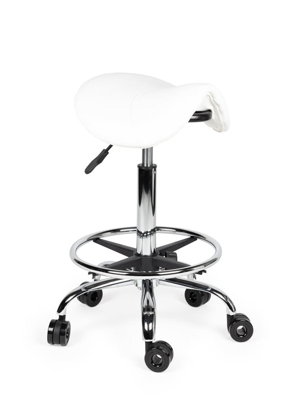 Ergonomische Kapperskruk Wit op Wielen