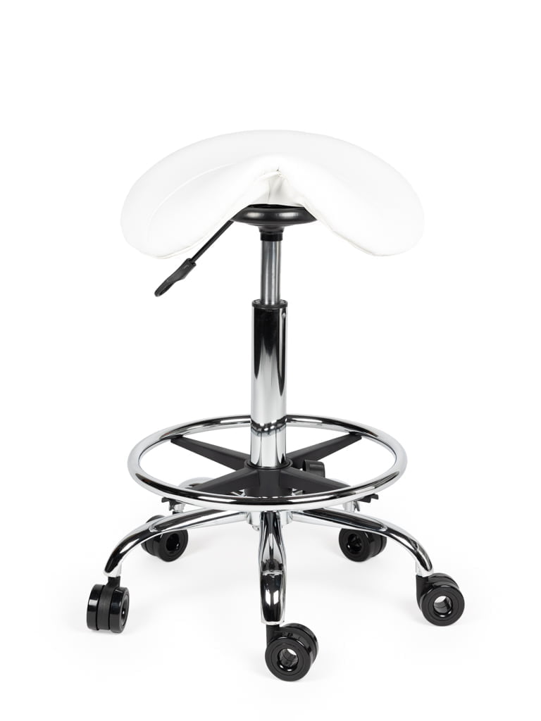 Ergonomische Kapperskruk Wit op Wielen