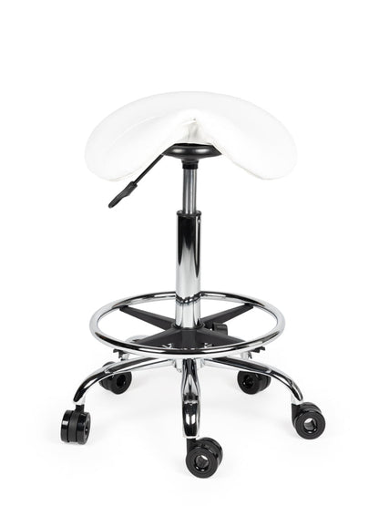 Ergonomische Kapperskruk Wit op Wielen