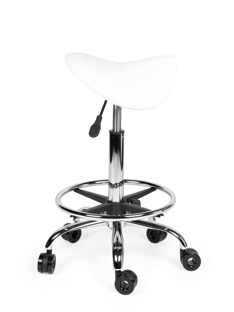 Ergonomische Kapperskruk Wit op Wielen