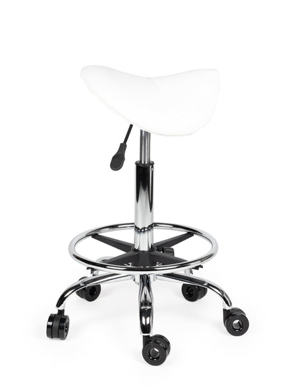 Ergonomische Kapperskruk Wit op Wielen