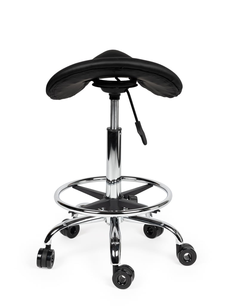Ergonomische Kapperskruk Zwart op Wielen