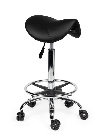 Ergonomische Kapperskruk Zwart op Wielen