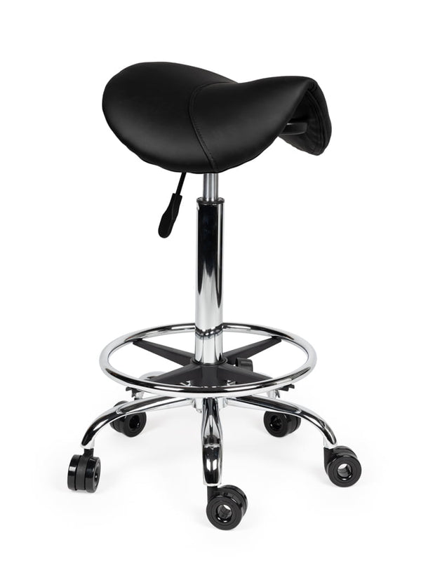Ergonomische Kapperskruk Zwart op Wielen