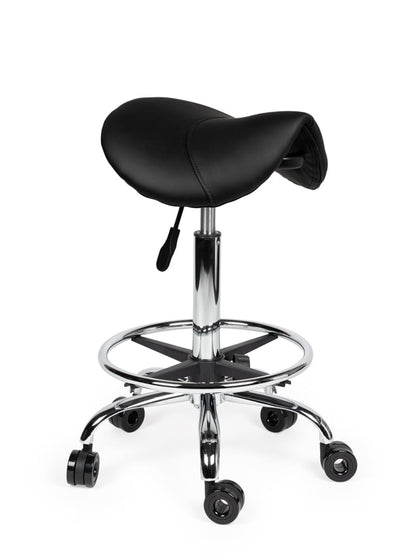 Ergonomische Kapperskruk Zwart op Wielen