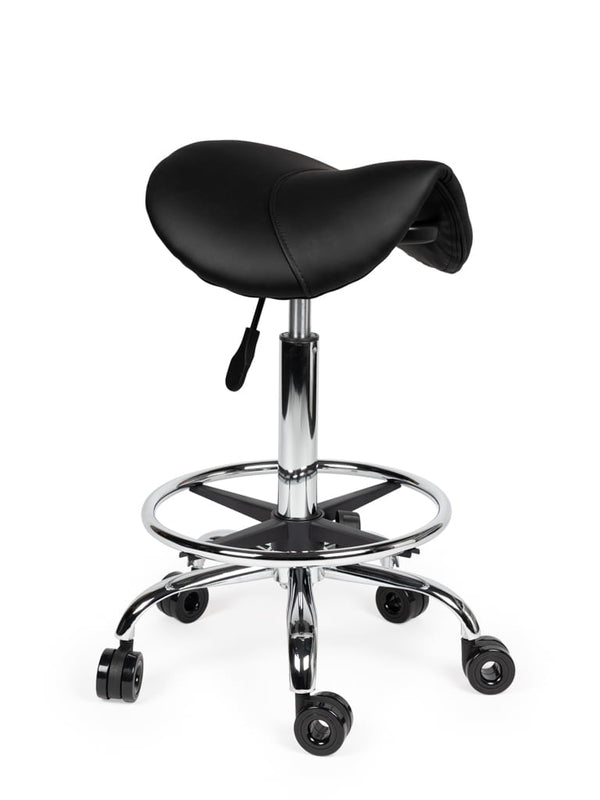 Ergonomische Kapperskruk Zwart op Wielen