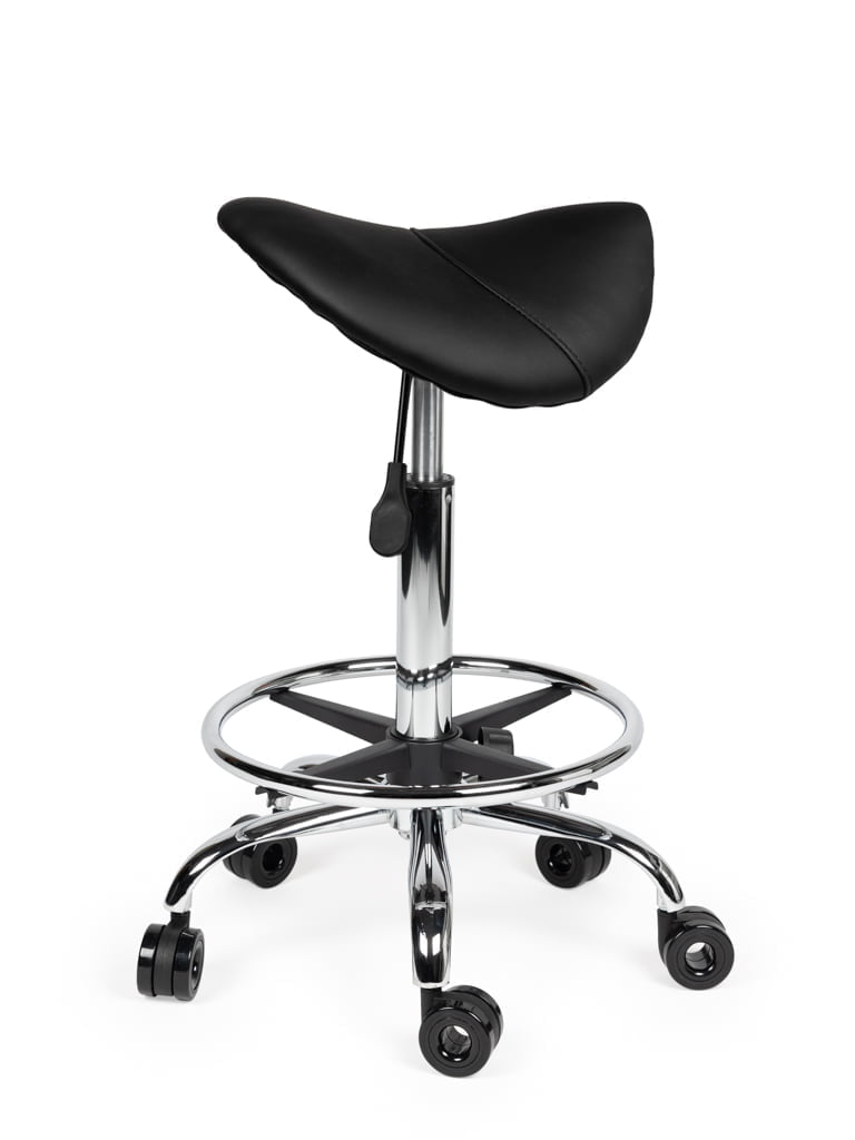 Ergonomische Kapperskruk Zwart op Wielen