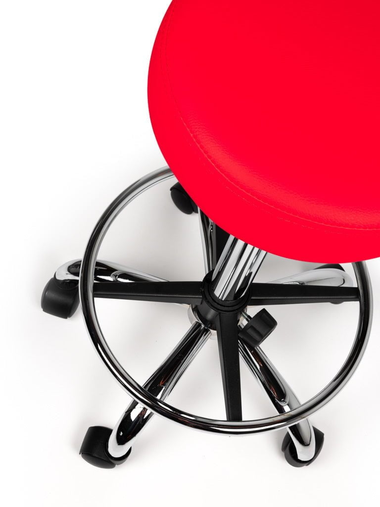 Tabouret Rood Laag met Voetring
