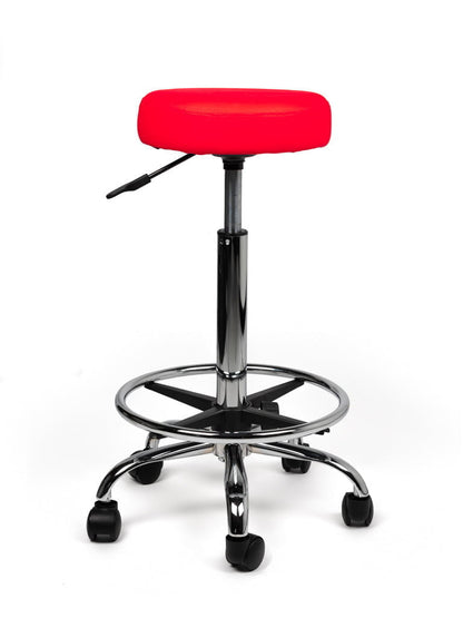 Tabouret Rood Hoog met Voetring