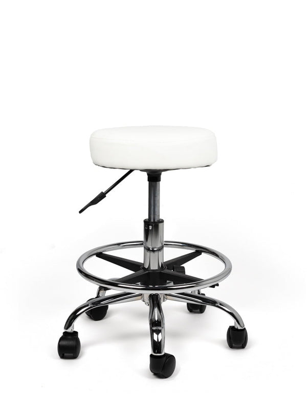 Tabouret Wit Laag met Voetring