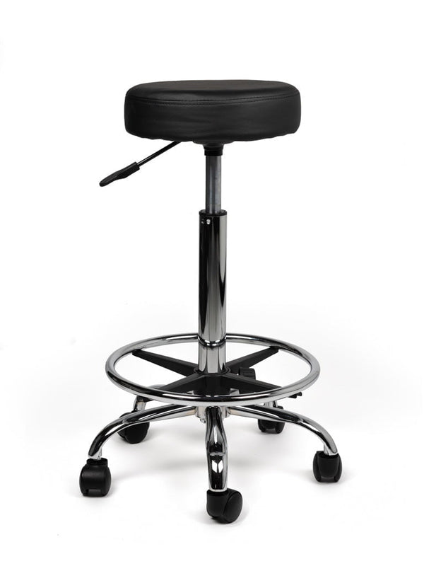 Tabouret Zwart Hoog met Voetring