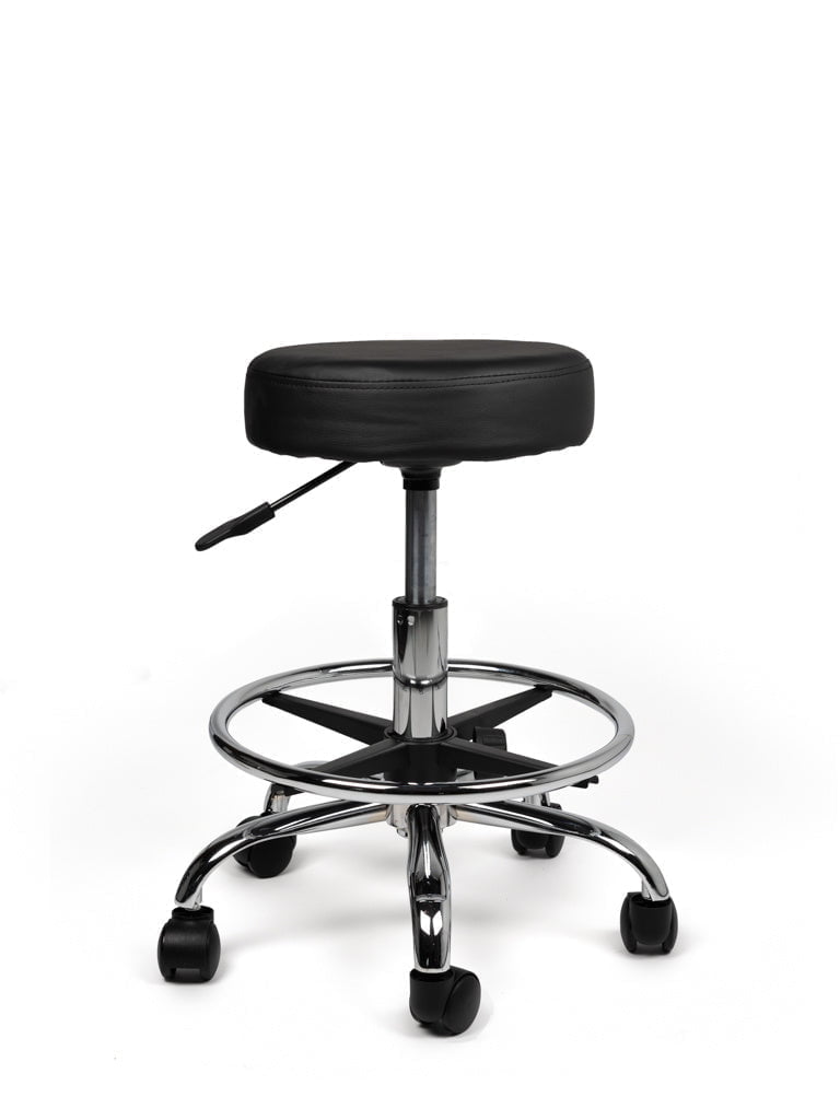 Tabouret Zwart Laag met Voetring