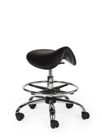 Ergonomische Werkplaatskruk Zwart op Wielen