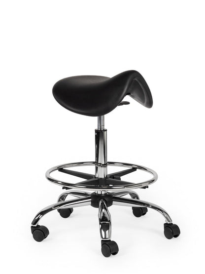 Ergonomische Werkplaatskruk Zwart op Wielen