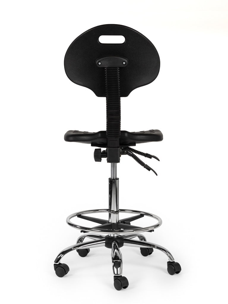 Werkplaatsstoel Zwart Standaard met Voetring